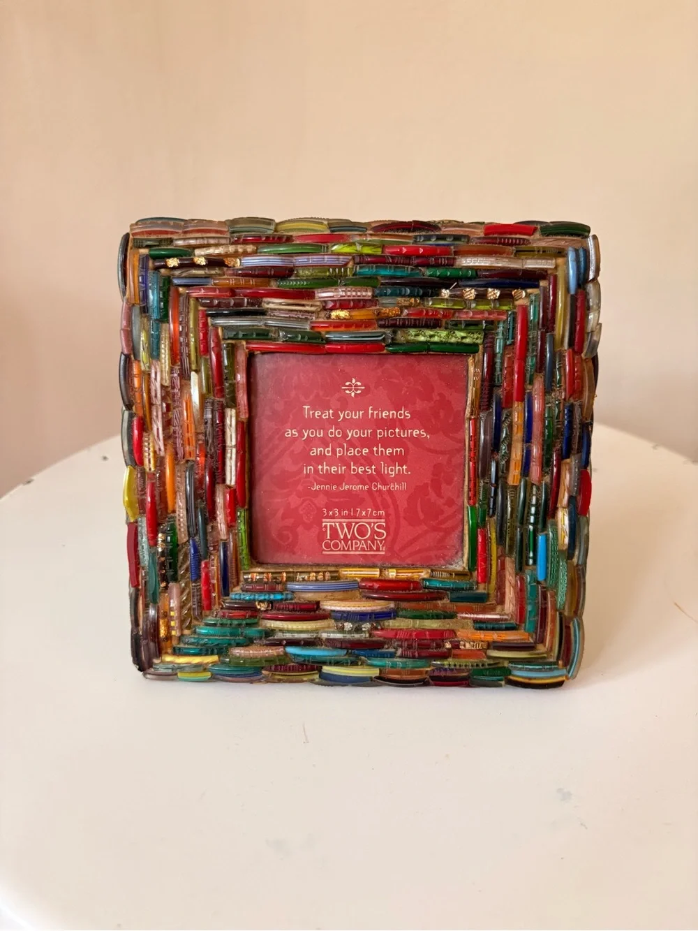 Vintage Two's Company Vibrant Multicolor Mosaic Square Frame